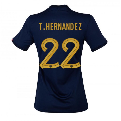 Frankrike Theo Hernandez #22 Hjemmedrakt Kvinner VM 2022 Kortermet Frankrike Theo Hernandez #22 Hjemmedrakt Kvinner VM 2022 Kortermet